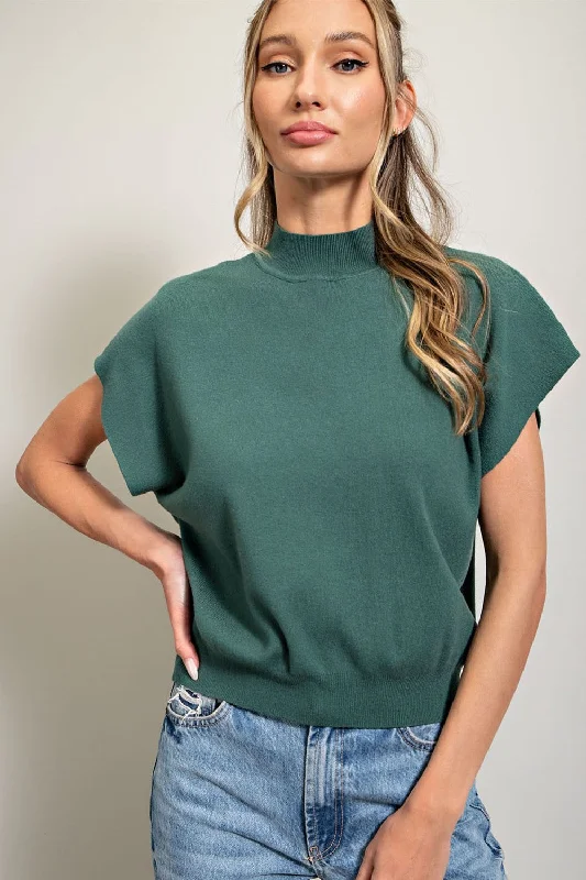 Mock Neck Short Sleeve Sweater (Copy)