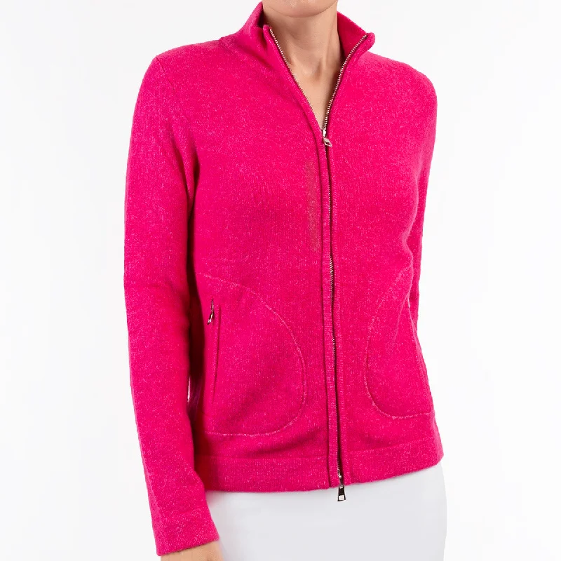 Zip Cardigan in Fuxia