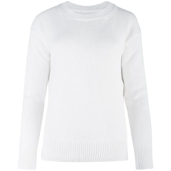 Oversized Round Neck Pullover in White