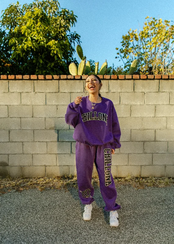 Chillona Varsity Sweats - Purple/Black