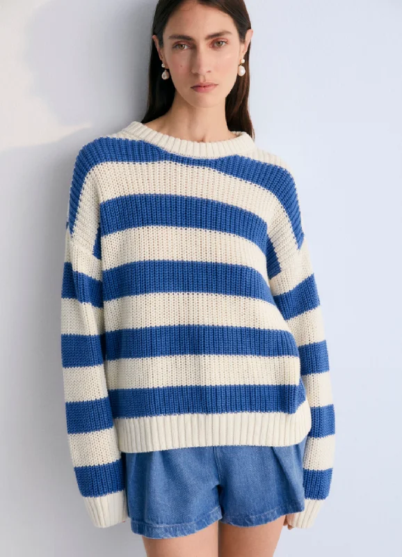 Leto Striped Pullover Cobalt