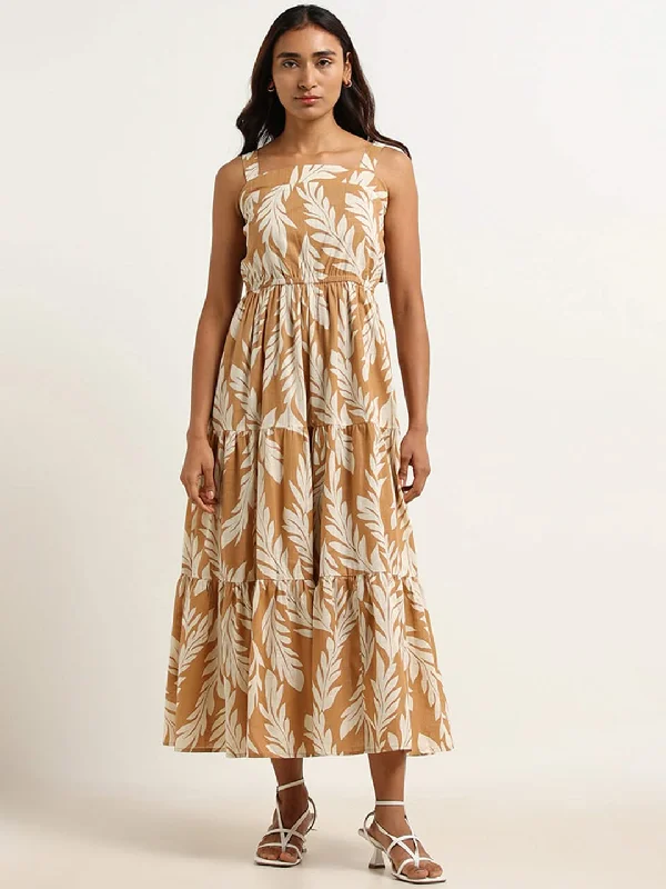 LOV Beige Tiered Cotton Maxi Dress