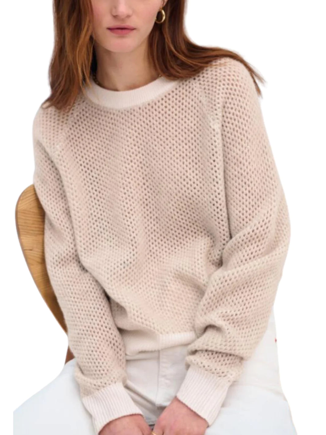 CASHMERE TWO TONE MESH SWEATSHIRT