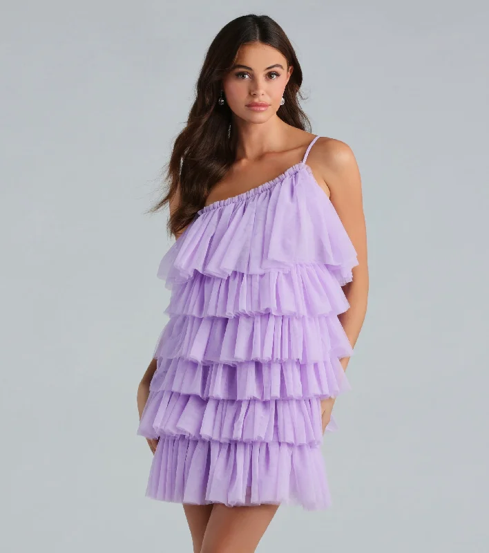 Sawyer Tulle One Shoulder A-Line Short Dress