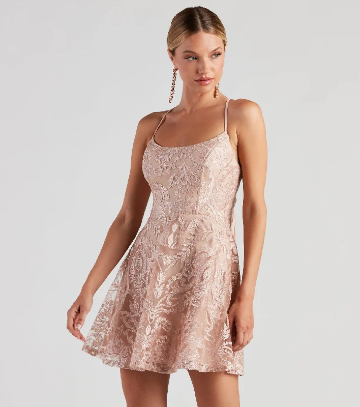 Lucia Metallic Lace Party Dress