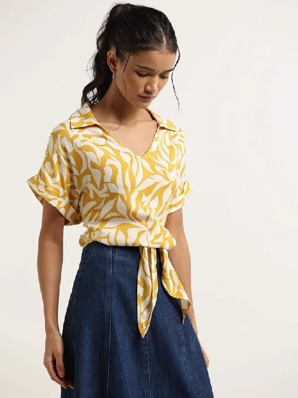 LOV Yellow Printed Top