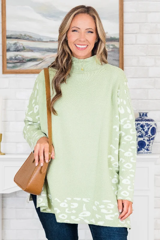 Time To Walk Away Sweater Tunic, Sage