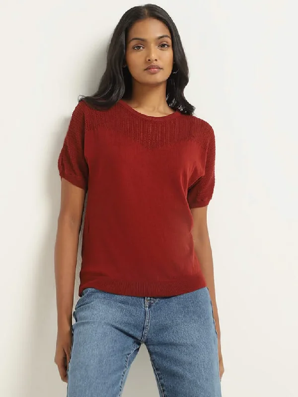 LOV Red Knitted Top