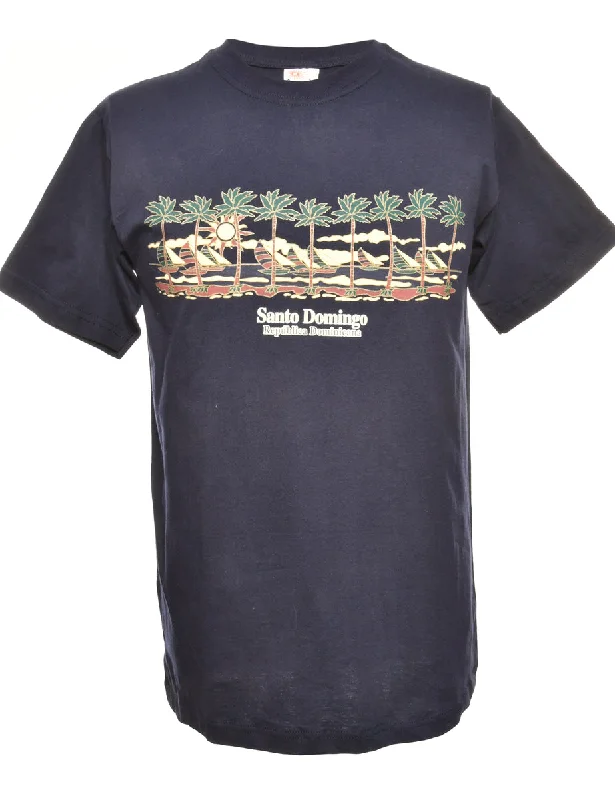 Navy Printed T-shirt - S