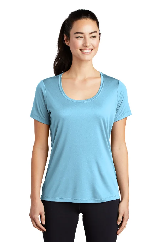 Sport-Tek Womens Moisture Wicking Short Sleeve Scoop Neck T-Shirt - Light Blue - Closeout