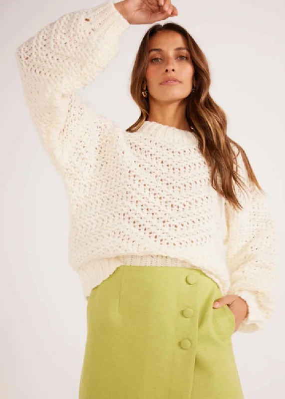 MINKPINK Luna Zig Zag Knit Jumper- Ivory ***FINAL SALE***