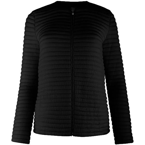 Knitted Zip Bomber Jacket in Black