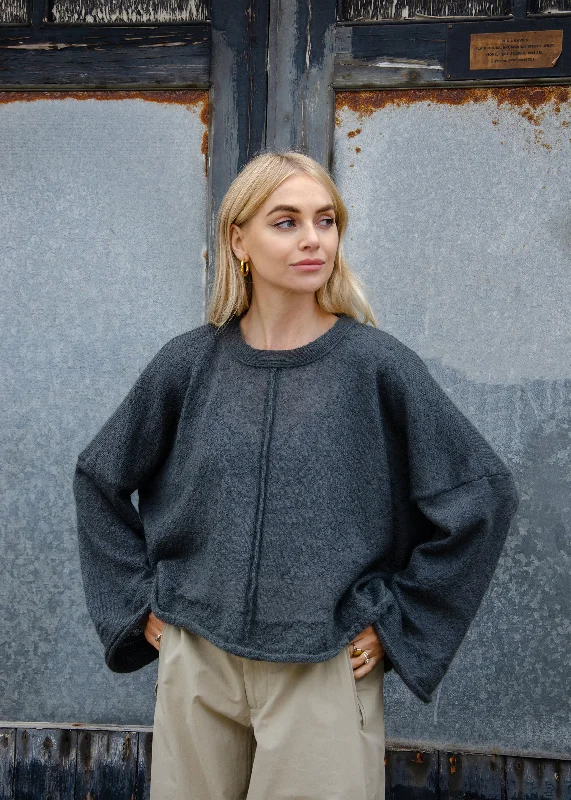 Alex Crop Sweater | Slate Grey