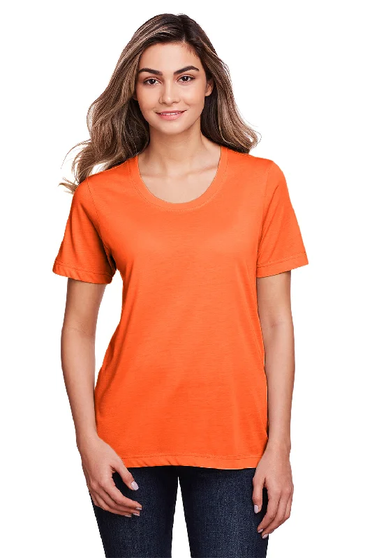 Core 365 Womens Fusion ChromaSoft Performance Moisture Wicking Short Sleeve Scoop Neck T-Shirt - Campus Orange