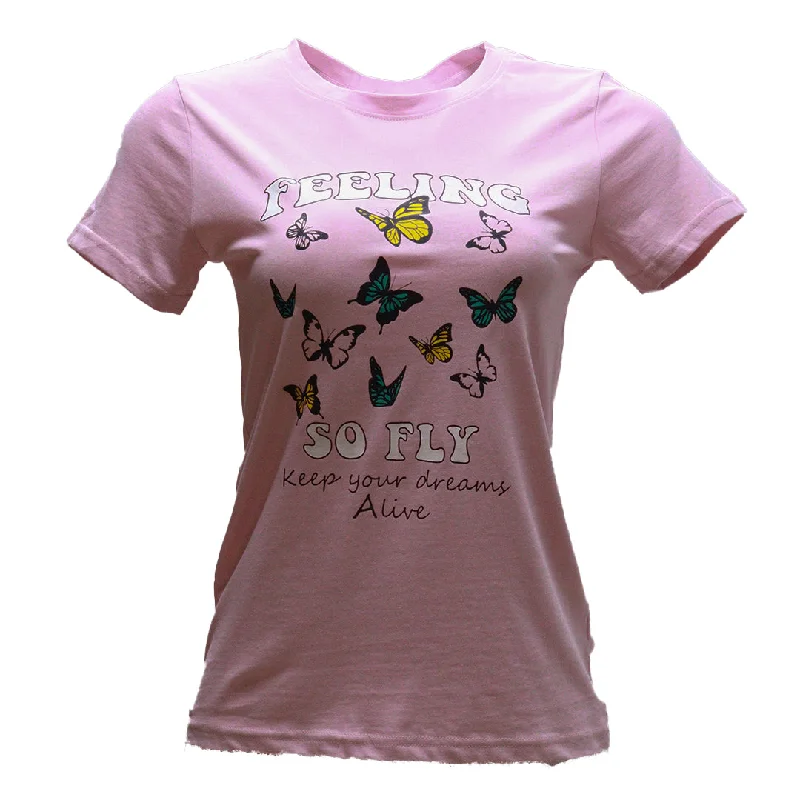 Mauve Butterfly Printed T Shirt