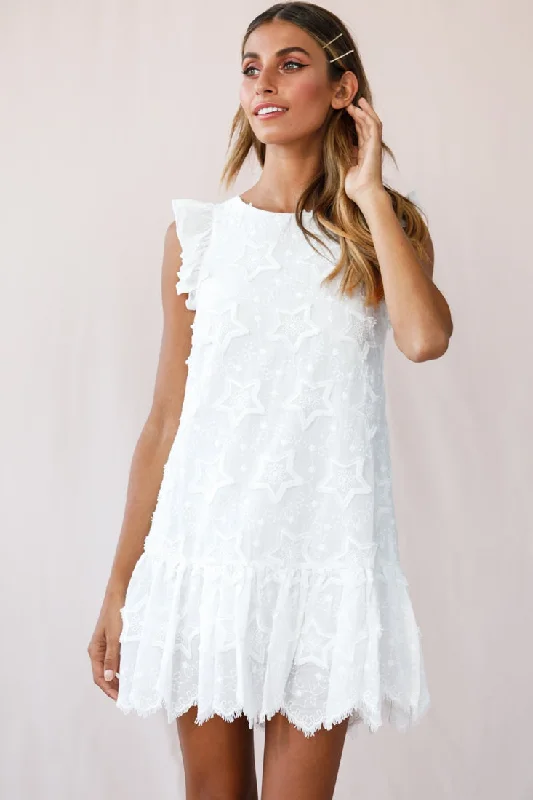 Starla Dropped Waist Shift Dress White