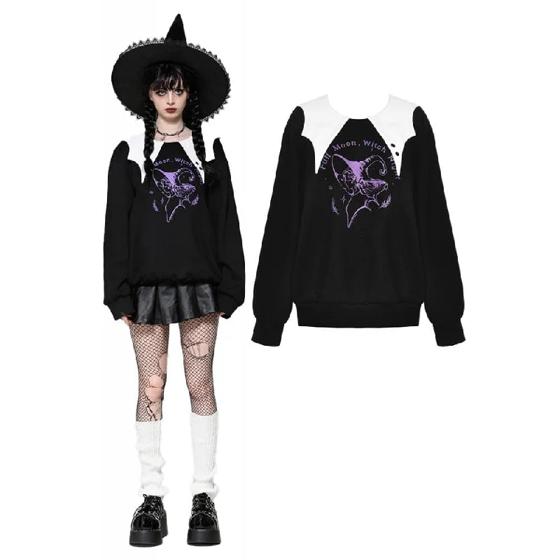 Women's Punk Batwing Sweatshirt Black White