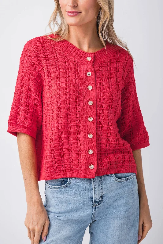 Wishlist Textured Button-Up Knit Sweater