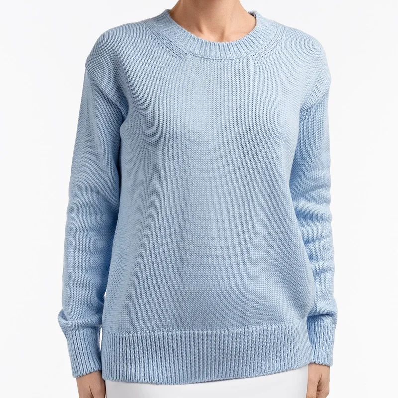 Oversized Round Neck Pullover in Cielo