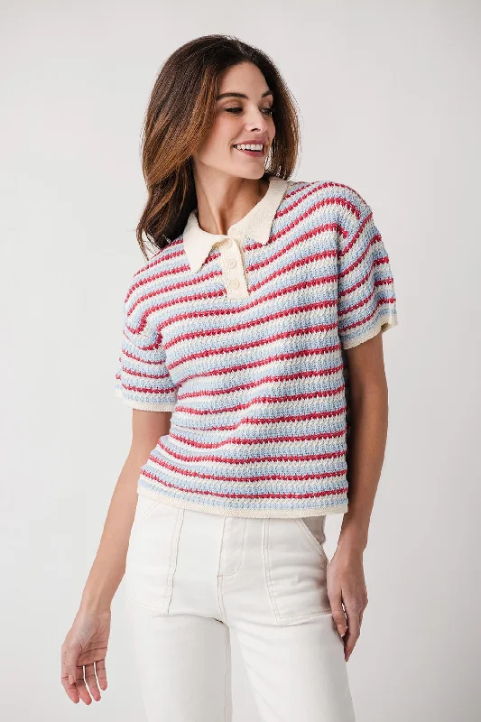 Wishlist MultiColor Striped Polo Sweater