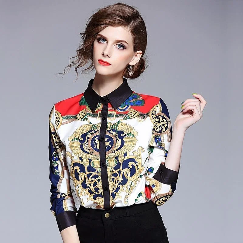 Silk Blouse Women Runway Fashion Blouse