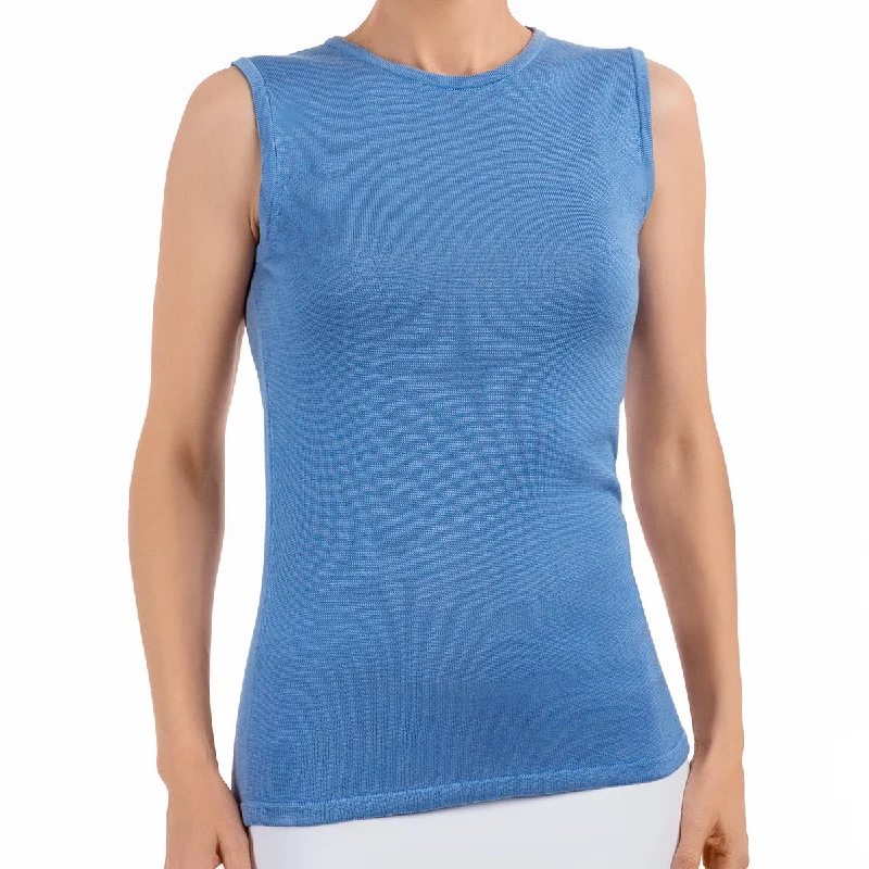 Silk Viscose Tank in French Blue