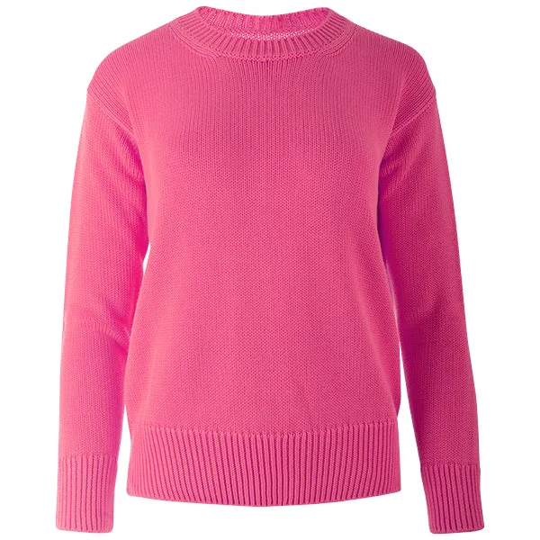 Oversized Round Neck Pullover in Fuchsia