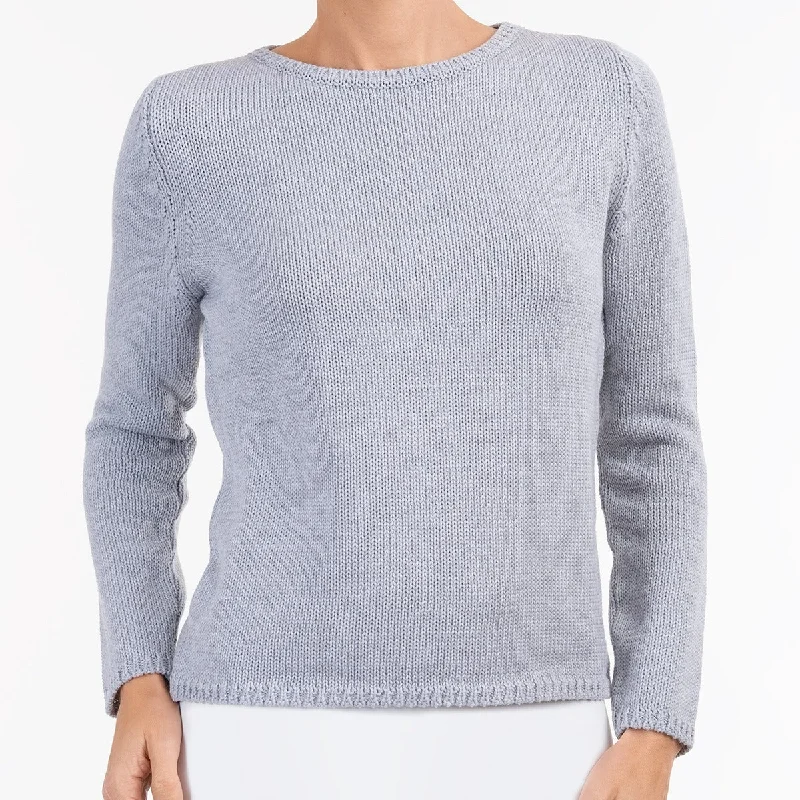 Long Sleeve Pullover in Light Grey Melange