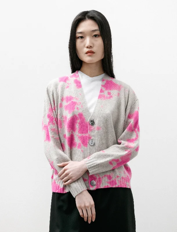 Cashmere Seamless Short Cardigan Shibori Pink/Grey