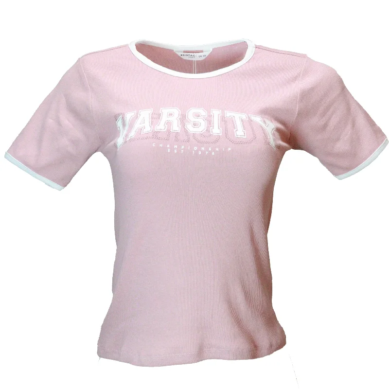 Mauve Rib Contrast T Shirt