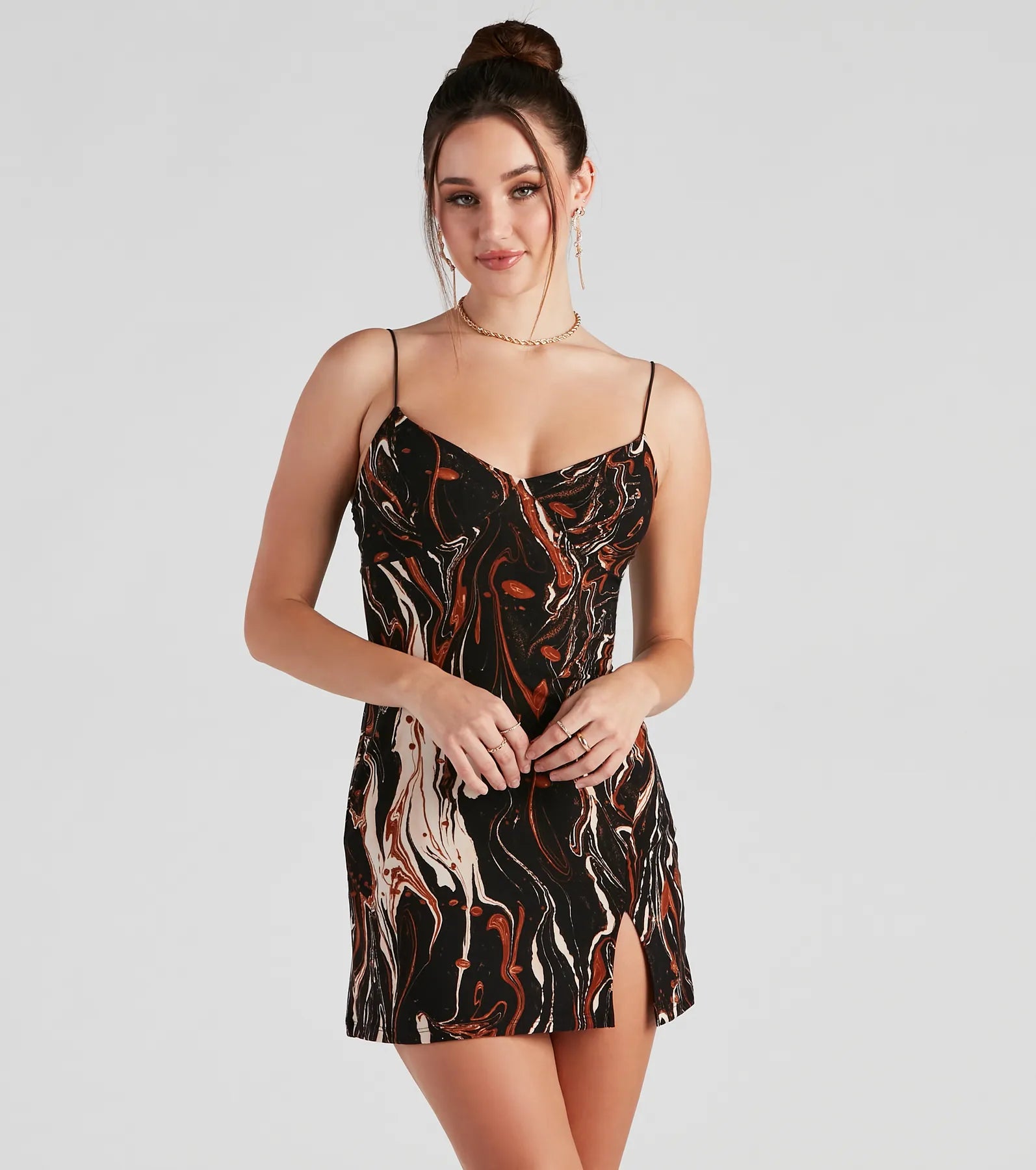 Perfect Swirls V-Neck Mini Dress