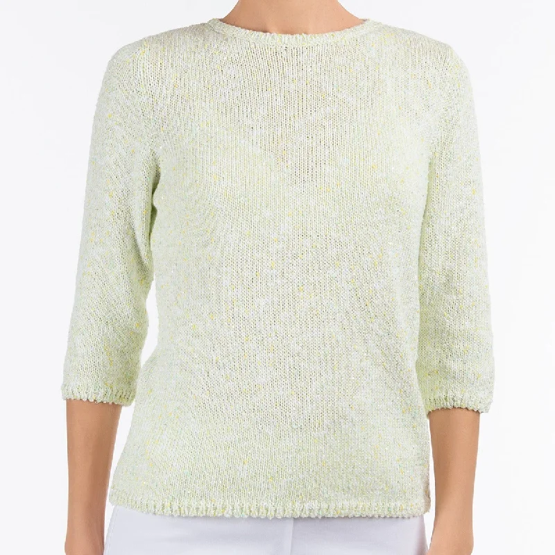 Sequin & Slubs Pullover in Citron