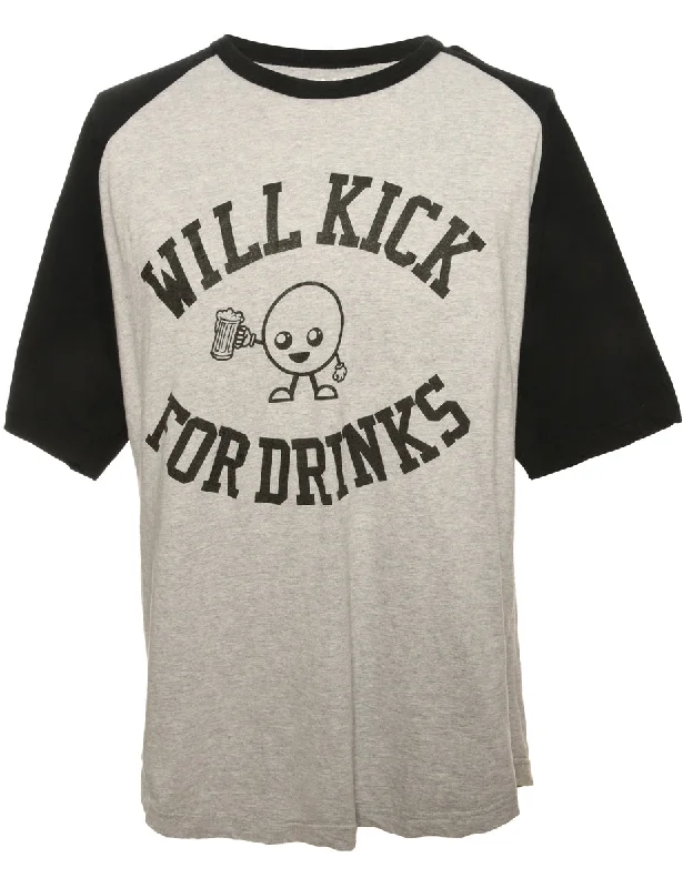 Will Kick For Drinks Printed T-shirt - M