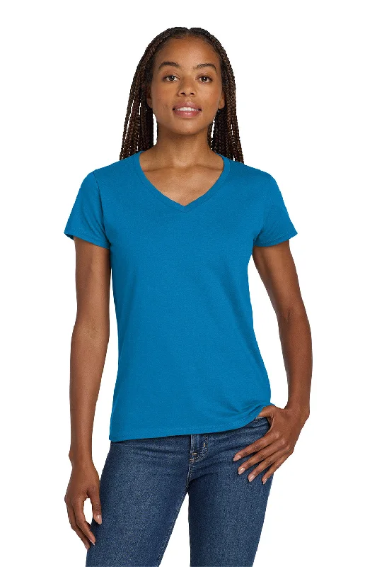 Gildan Womens Short Sleeve V-Neck T-Shirt - Sapphire Blue