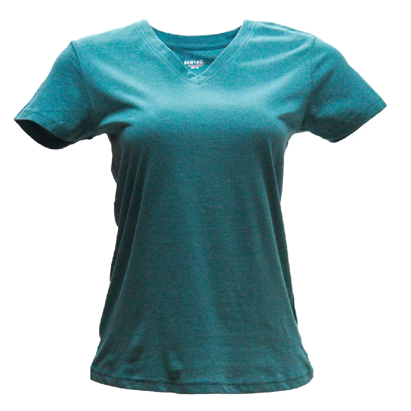 Teal Short Sleeve V Neck T