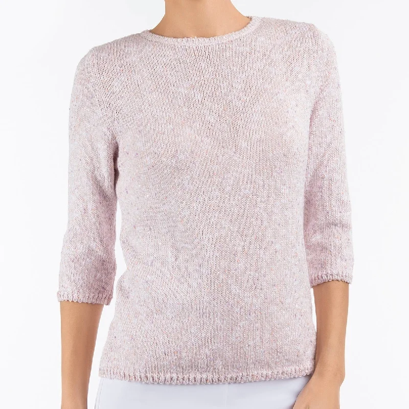 Sequin & Slubs Pullover in Pale Pink