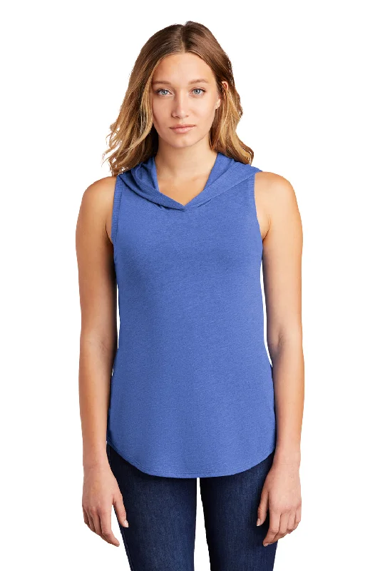 District Womens Perfect Sleeveless Hooded T-Shirt Hoodie - Royal Blue Frost - Closeout