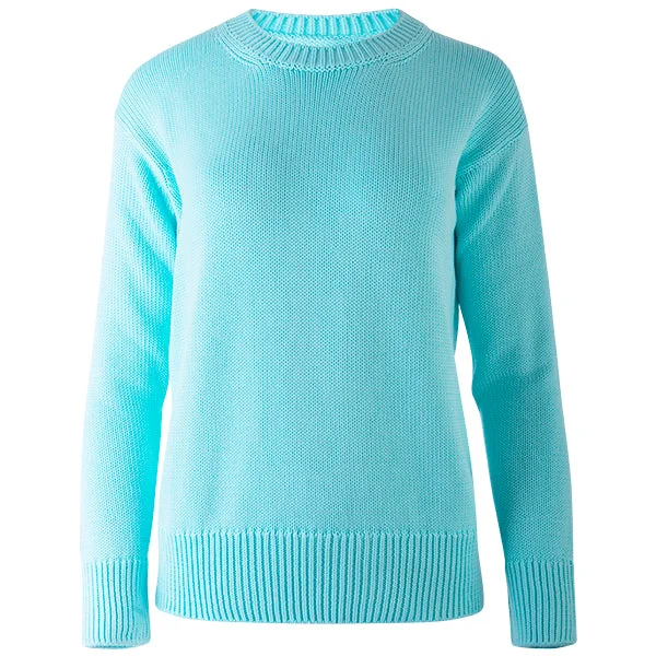 Oversized Round Neck Pullover in Light Turquoise