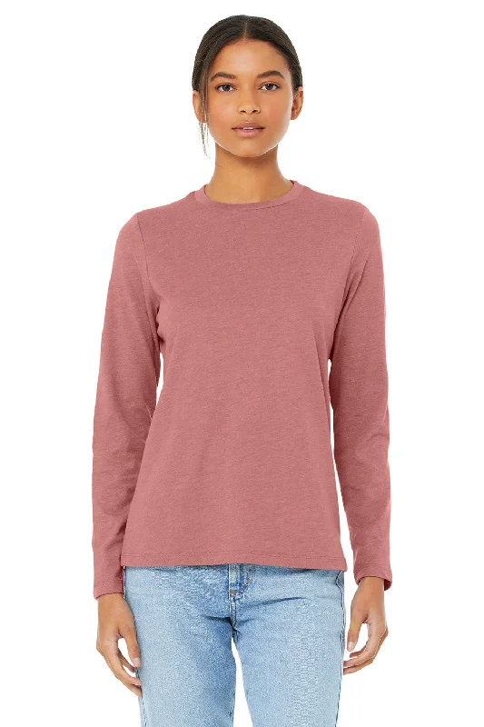 Bella + Canvas Womens Jersey Long Sleeve Crewneck T-Shirt - Heather Mauve