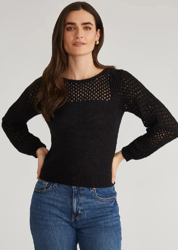 525 Brigid Puff Sleeve Mesh Pullover- Black ***FINAL SALE***