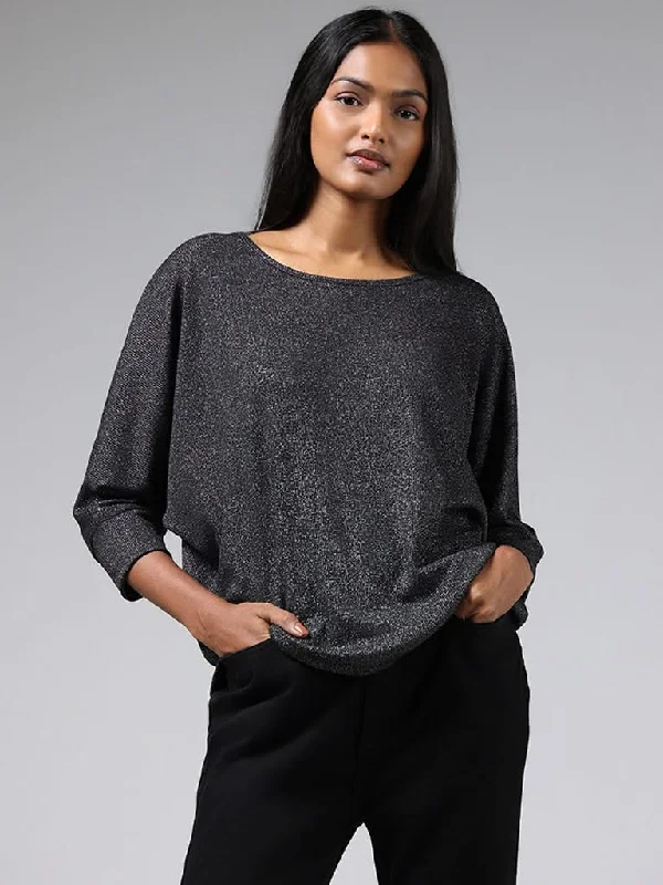 LOV Black Shimmer Top