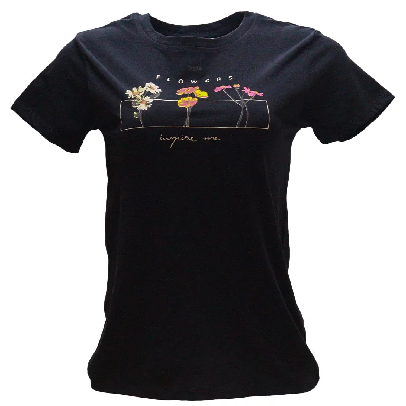 Black Floral Printed T Shirt