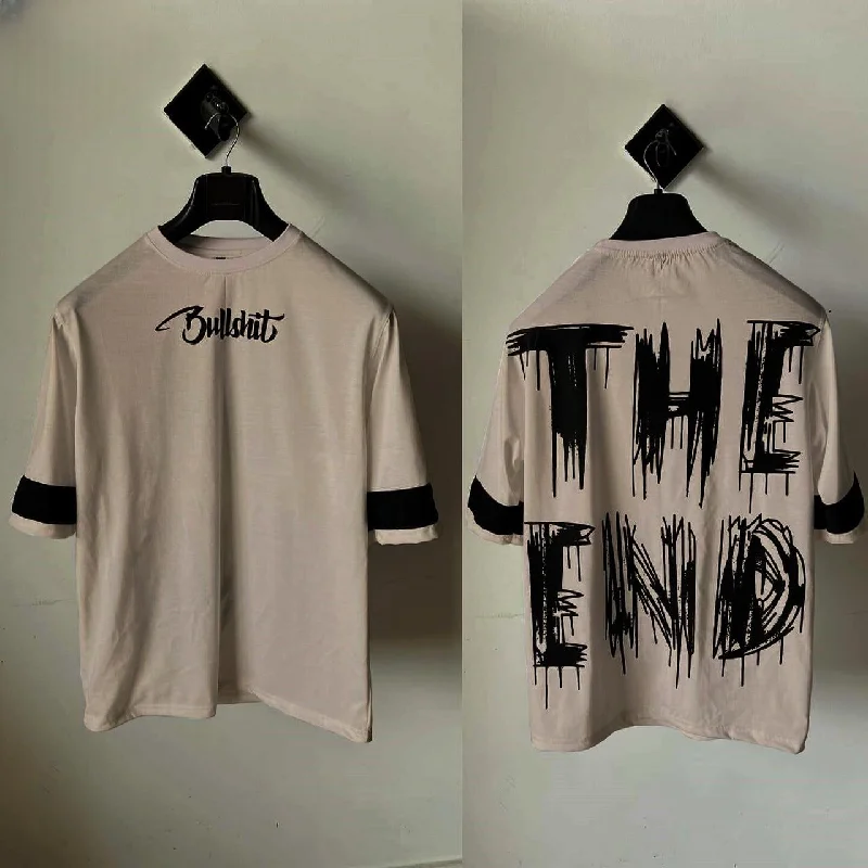 Front Back THE END Print Skin Color Drop Shoulder Tee ( UNISEX )