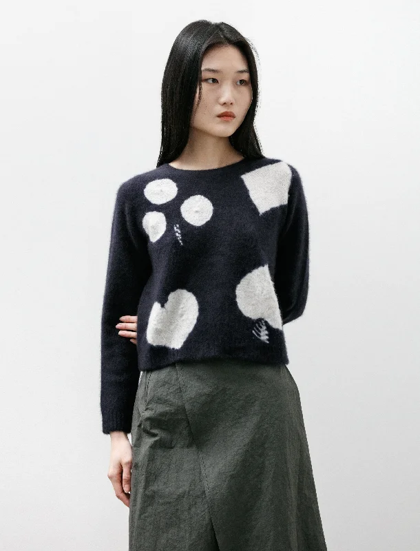 Cashmere Seamless Short Pullover Cards Shibori Black/Grey