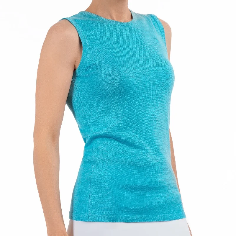 Silk Viscose Tank in Turquoise