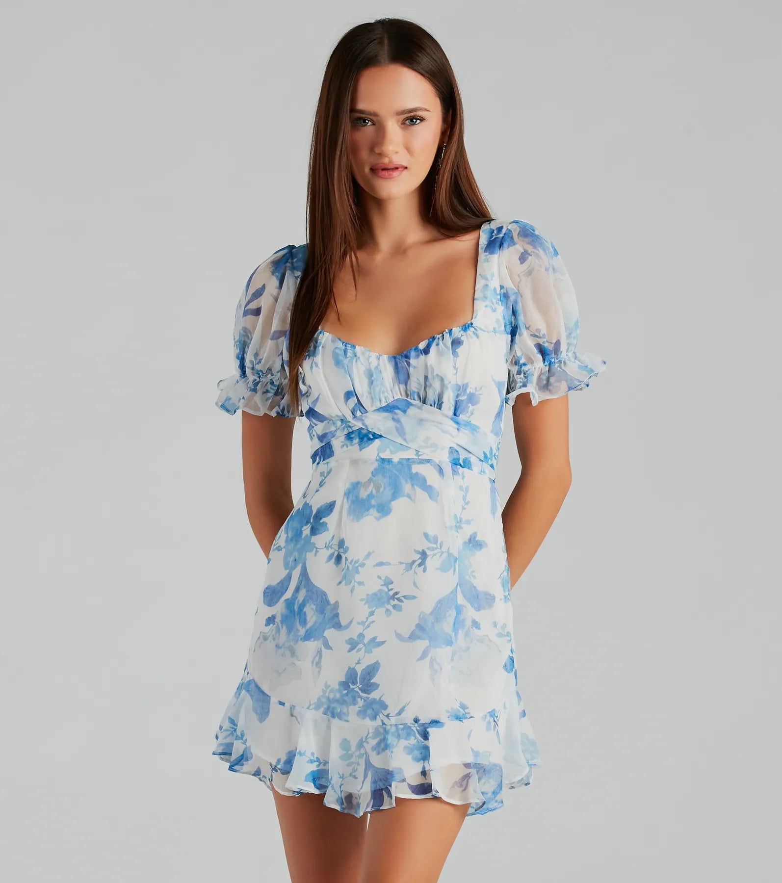 Sweet Choice Floral Chiffon A-Line Mini Dress