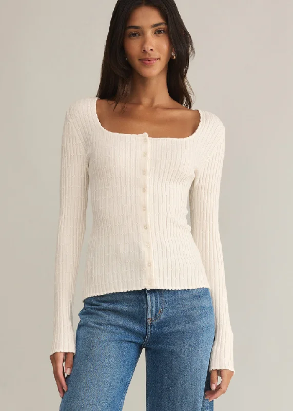 Z Supply Emelie Button Up Sweater- Sea Salt