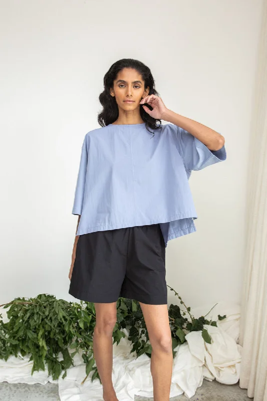 Shay Organic Cotton Top in Washed Blue