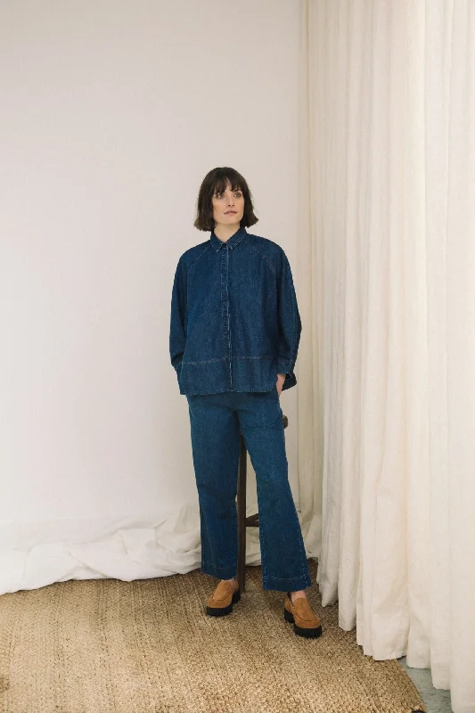 Magnolia-Leigh Organic Cotton Denim Shirt in Mid Blue