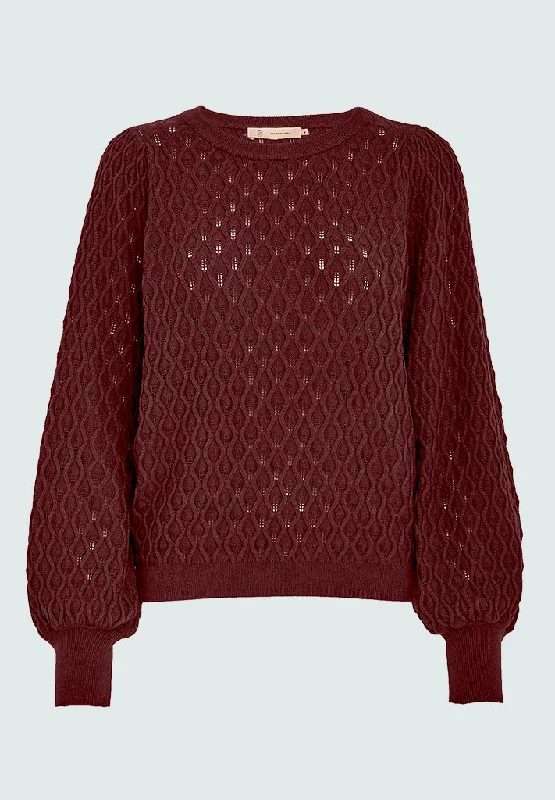 Rosalia Puff Sleeve Knit Pullover - Andorra Red